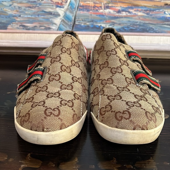 VTG Gucci Fashion GG Monogram Canvas Velcro Sneakers size 46 - Picture 7 of 16